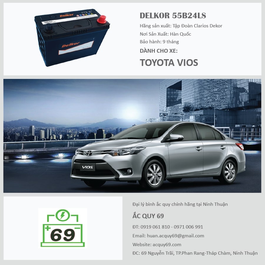 Hình ảnh ắc quy Delkor cho xe Toyota Vios®