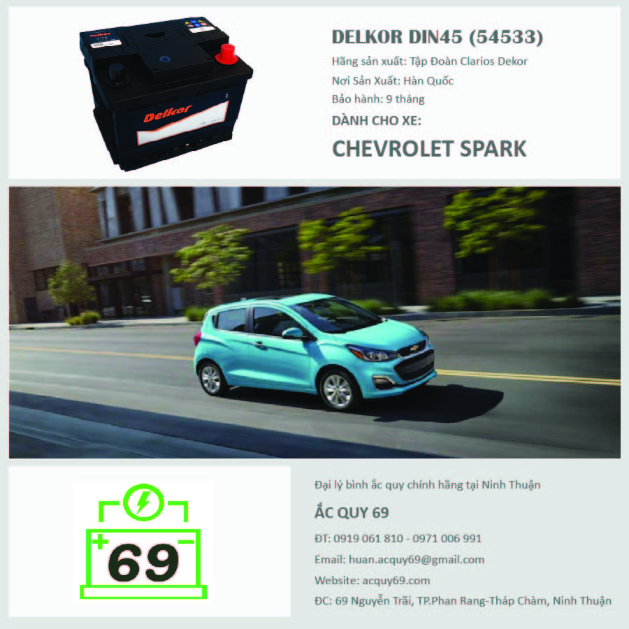 Hình ảnh ắc quy Delkor cho xe Chevrolet Spark® 