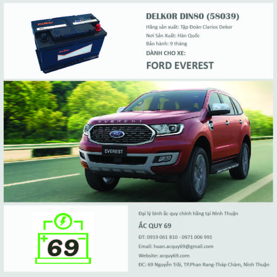 Hình ảnh ắc quy Delkor cho xe Ford Everest® 